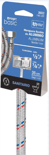 MANGUERA ALUMINIO 35 CM PARA WC 1/2" X 7/8" FOSET BASIC (26022)