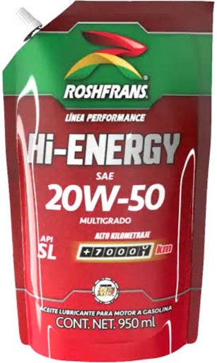 ROSHFRANS ACEITE PARA GASOLINA MULTIGRADO SAE 20W-50 950 ML 7501390560073