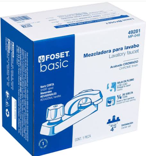 MEZCLADORA 4" LAVABO ABS HEXAGONAL BASIC FOSET (49281)