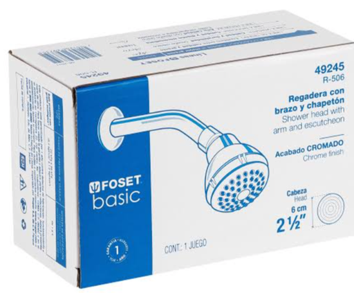 REGADERA REDONDA 2-1/2" BRAZO Y CHAPETON DE ACERO FOSET (49245)