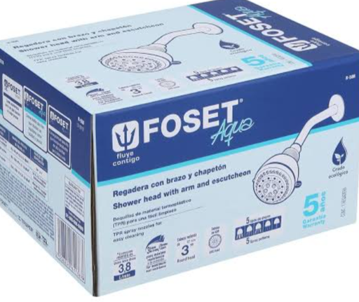 REGADERA 3" 5 FUNCIONES BRAZO Y CHAPETON DE ACERO FOSET (49259)