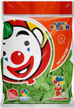 GLOBOS PAYASO #9 VERDE MANZANA 50 P