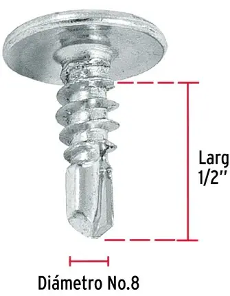 PIJA CROMADA MULTIUSOS CABEZA CRUZ DESTENDIDA 1/2" (POR PIEZA) 