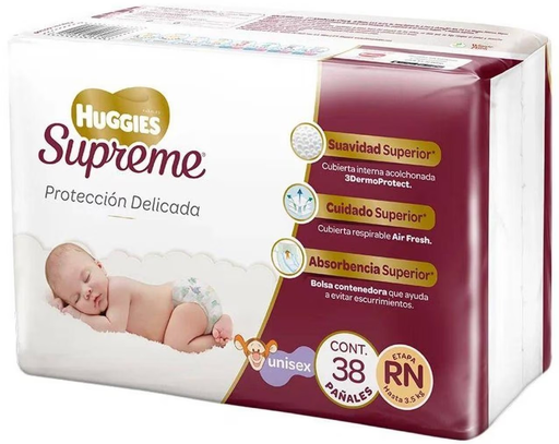HUGGIES SUPREME UNISEX RN 40 PAÑALES