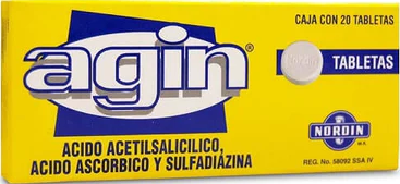 AGIN ACIDO ACETILSALICILICO 300 MG/ACIDO ASCORBICO 250 MG/SULFADIAZINA 300 MG (INDIVIDUAL)