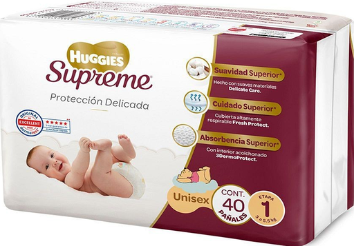 HUGGIES SUPREME UNISEX E1 40 PAÑALES