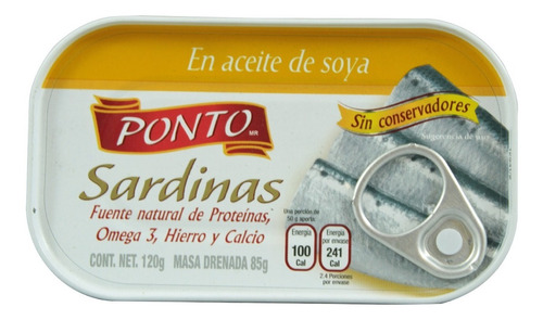 PONTO SARDINAS EN ACEITE DE SOYA 120 G 731082000120