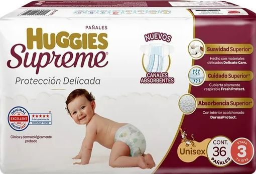 HUGGIES SUPREME UNISEX E3 36 PAÑALES