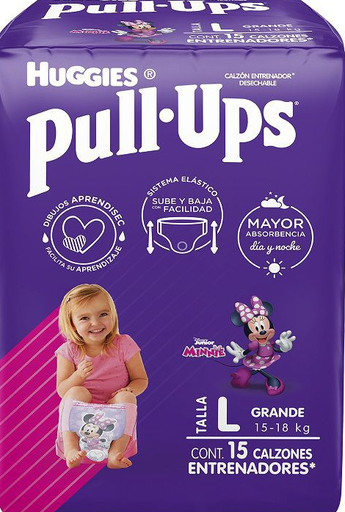 HUGGIES PULL-UPS L 15 CALZONES ENTRENADORES