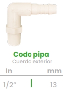 (CONEKTA) CODO PIPA CUERDA EXTERIOR 1/2"