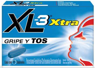 XL-3 XTRA CLORFENAMINA 2 MG/FENILEFRINA 5MG/DEXTROMETORFANO 10 MG/PARACETAMOL 250 MG 12 CAPSULAS