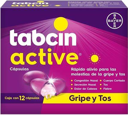 TABCIN ACTIVE PARACETAMOL 250 MG/FENILEFRINA 5 MG/DEXTROMETORFANO 10 MG/CLORFENAMINA 2 MG 12 CAPSULAS