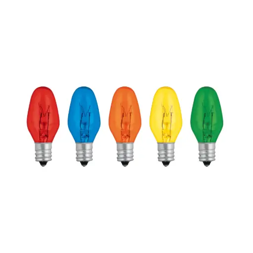 CAJA CON 50 FOCOS INCANDESCENTES DE COLORES BASE E12 7.5W VOLTECK (46822) (INDIVIDUAL)